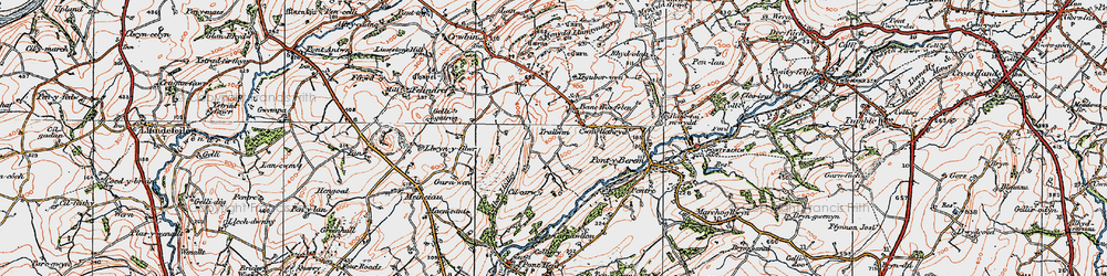 Old map of Aber Lledle in 1923