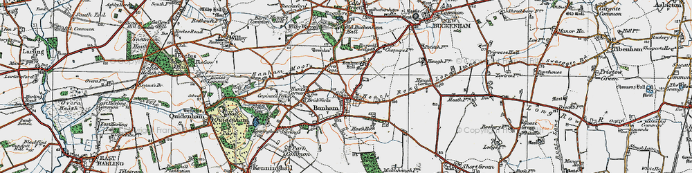 Old map of Banham in 1920