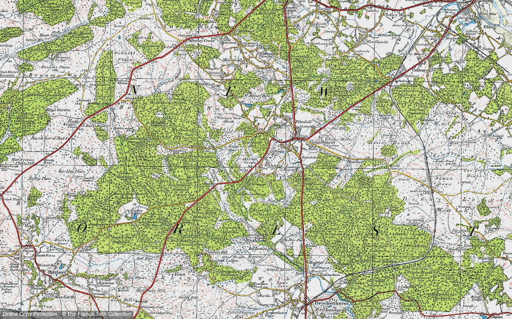 Old Map of Historic Map covering White Moor in 1919