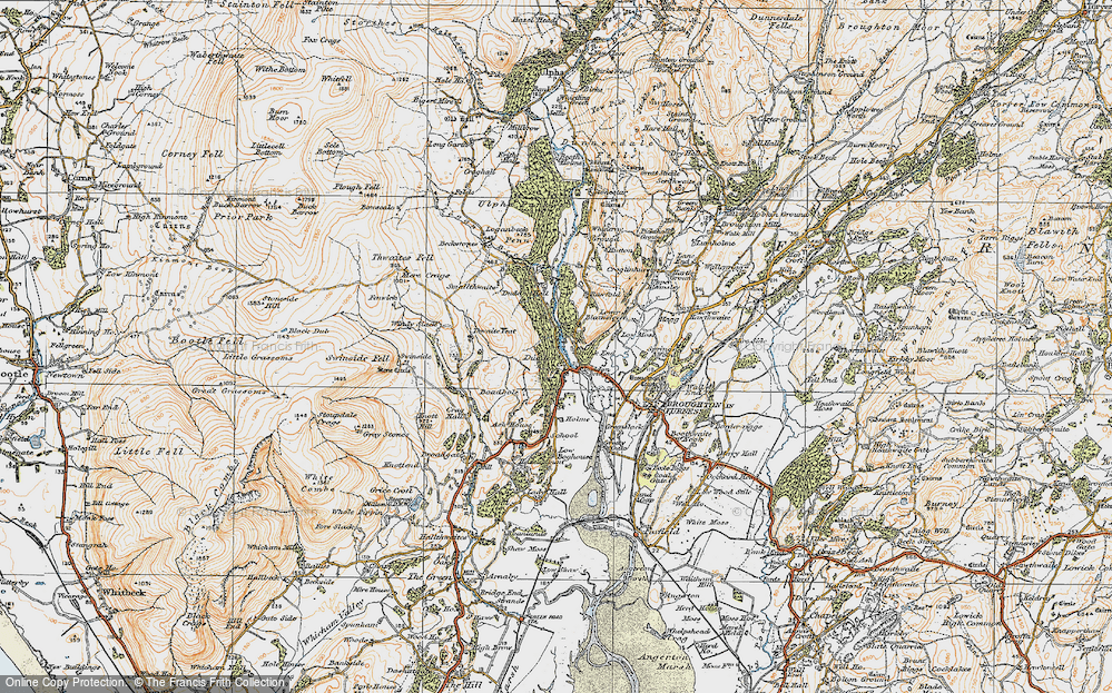 Old Map of Historic Map covering Thwaites Fell in 1925
