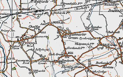 Old map of Bannister Green in 1919