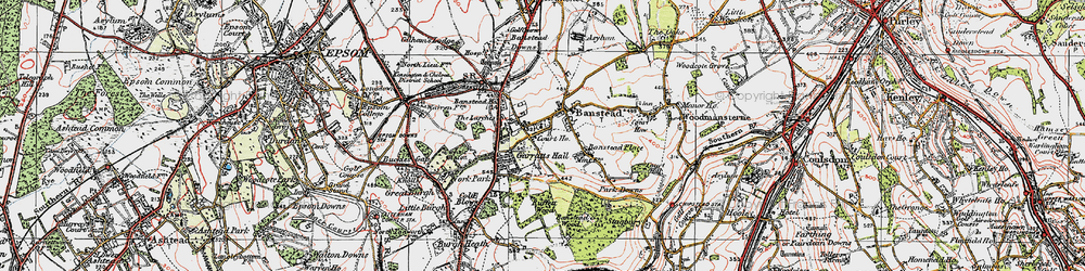Old map of Banstead Place in 1920