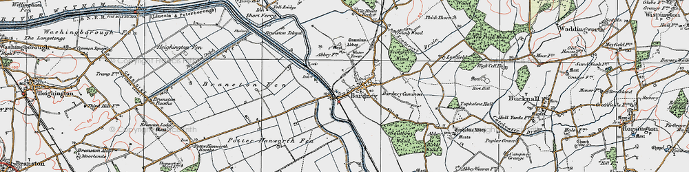 Old map of Bardney in 1923