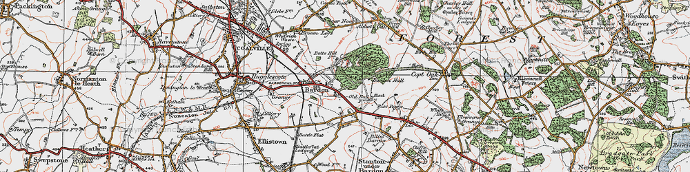 Old map of Bardon in 1921