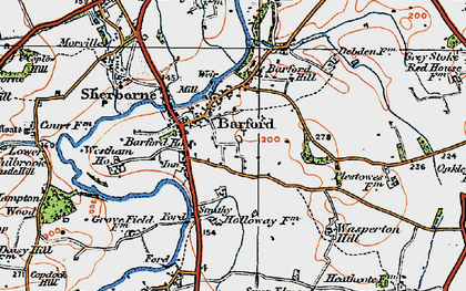 Old map of Barford in 1919
