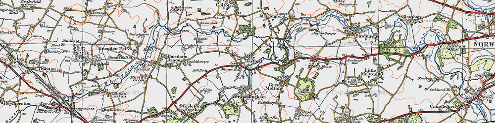 Old map of Barford in 1922
