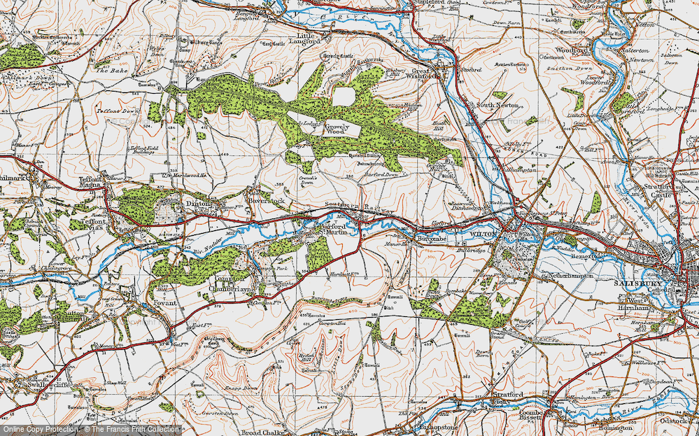 Old Map of Historic Map covering Barford Down in 1919
