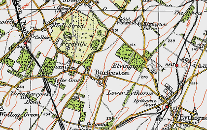 Old map of Barfrestone in 1920