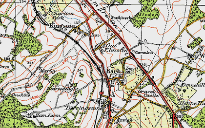 Old map of Barham in 1920