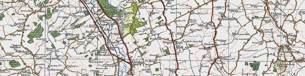 Old map of Barham Green in 1921