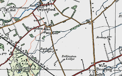 Old map of Barholm in 1922