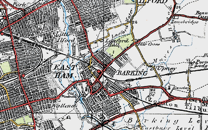 Old map of Barking in 1920