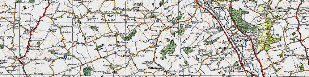 Old map of Barking Tye in 1921