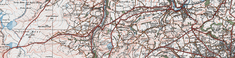 Old map of Barkisland in 1925