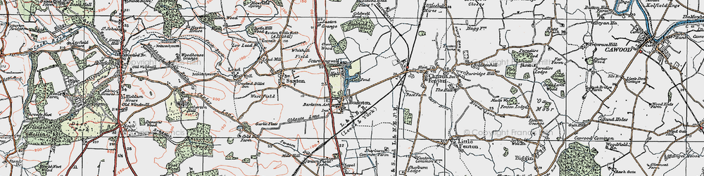 Old map of Barkston Ash in 1924