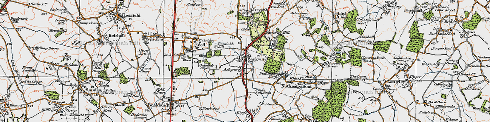 Old map of Barkway in 1920