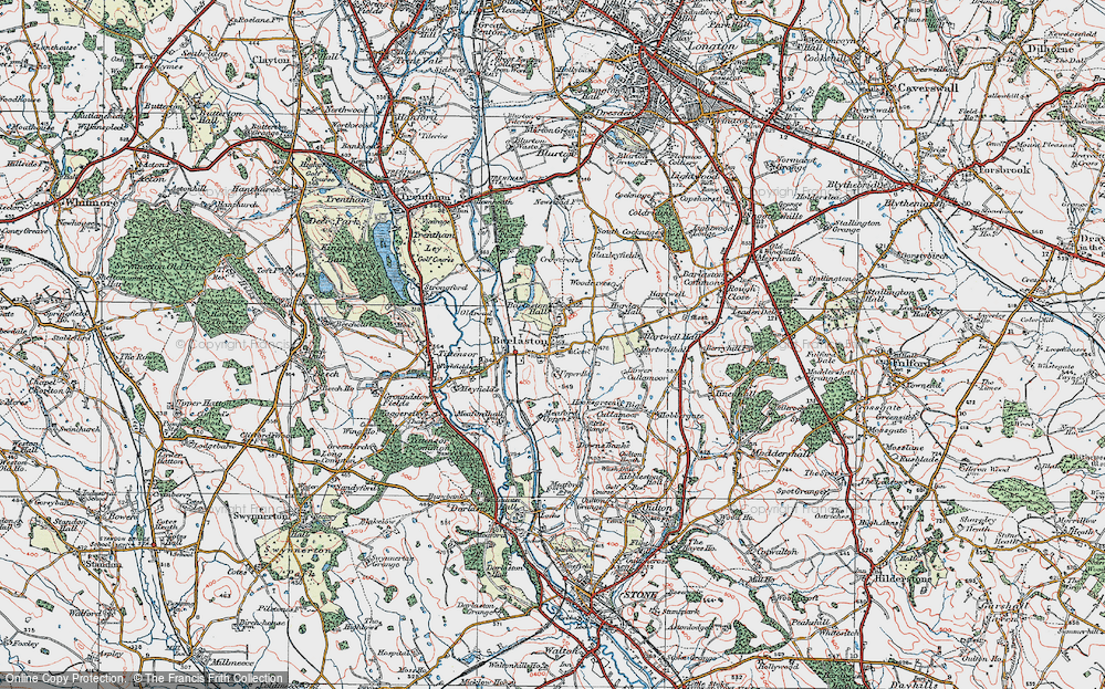 Old Map of Barlaston, 1921 in 1921