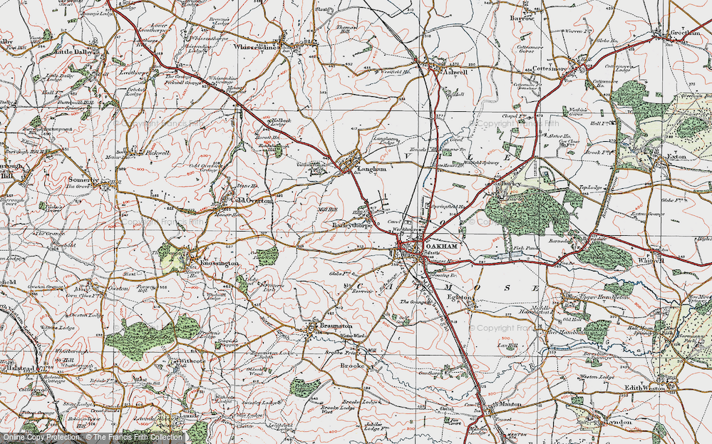 Old Map of Barleythorpe, 1921 in 1921