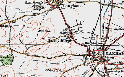 Old map of Barleythorpe in 1921