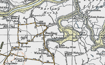 Old map of Barling Marsh in 1921