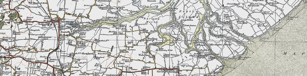 Old map of Barling Marsh in 1921