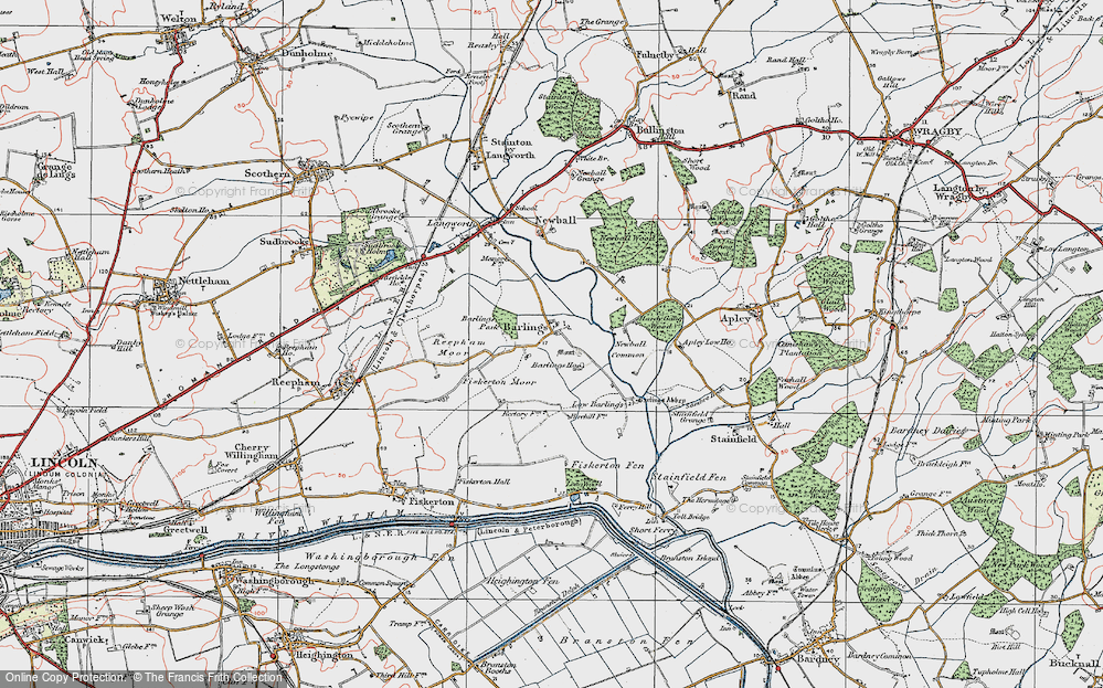 Old Map of Historic Map covering Barlings Park in 1923