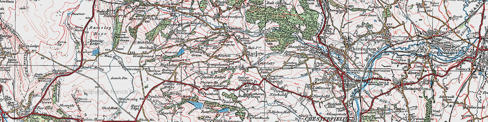 Old map of Barlow in 1923