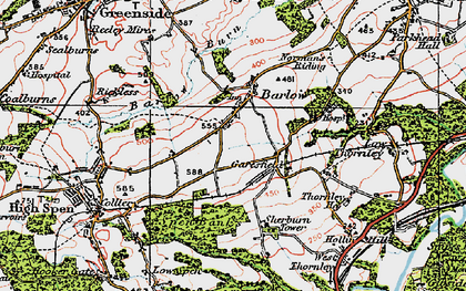 Old map of Barlow in 1925