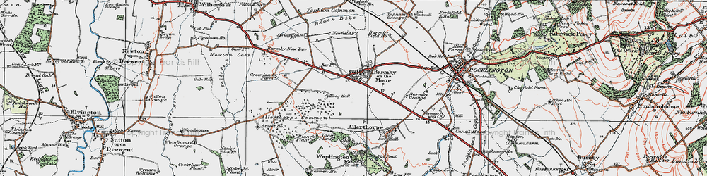 Old map of Barmby Moor in 1924