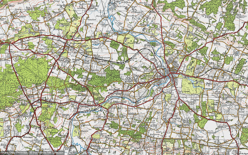 Old Map of Barming Heath, 1921 in 1921