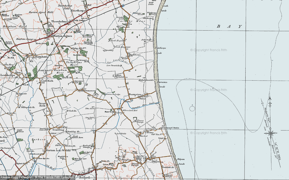 Old Map of Historic Map covering Barmston Main Drain in 1924