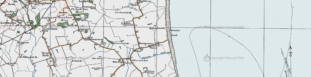 Old map of Barmston in 1924