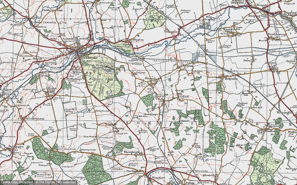 Old Map of Barnack, 1922 in 1922