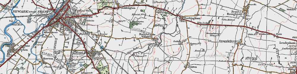 Old map of Barnby in the Willows in 1921