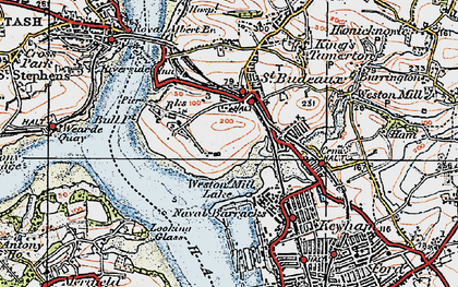 Old map of Barne Barton in 1919