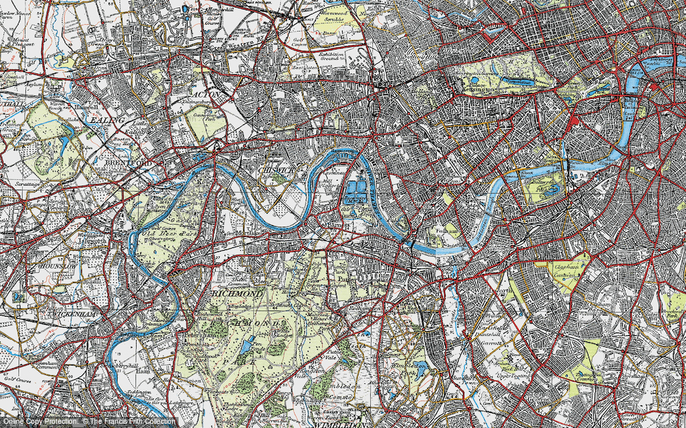 Old Map of Historic Map covering Barnes Br in 1920