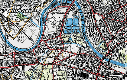 Old map of Barnes Br in 1920