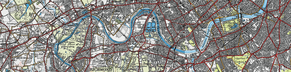 Old map of Barnes Br in 1920