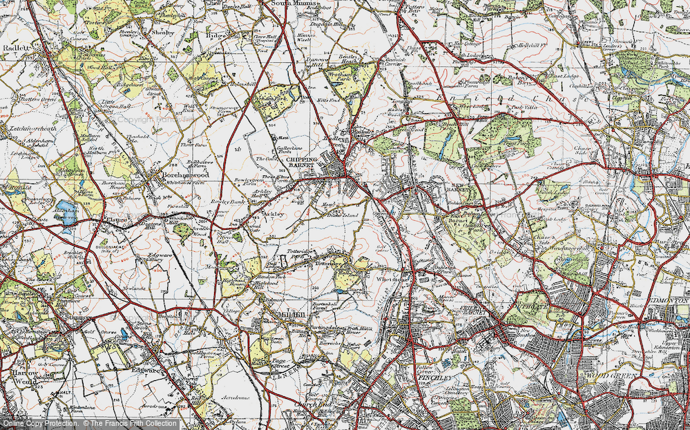 Old Map of Barnet, 1920 in 1920