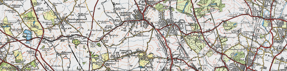 Old map of Barnet in 1920