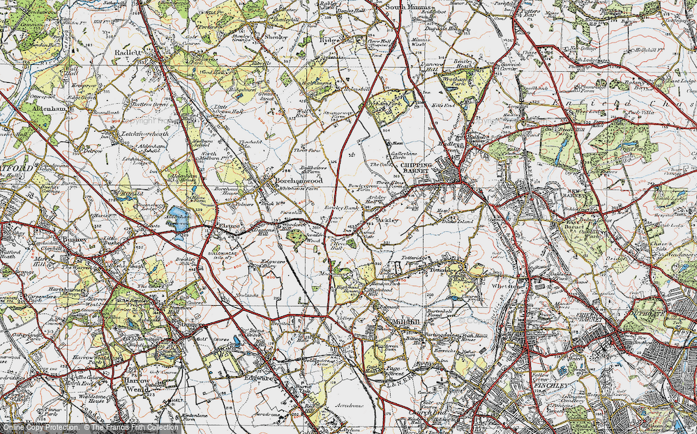 Old Map of Barnet Gate, 1920 in 1920