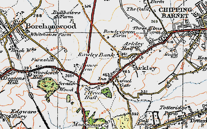 Old map of Barnet Gate in 1920