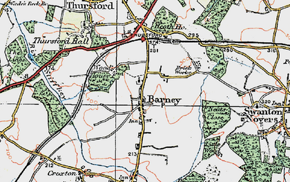 Old map of Barney in 1921