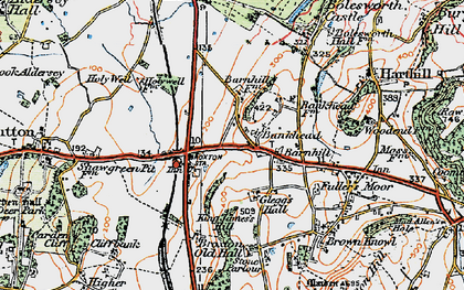 Old map of Broxton Old Hall in 1924