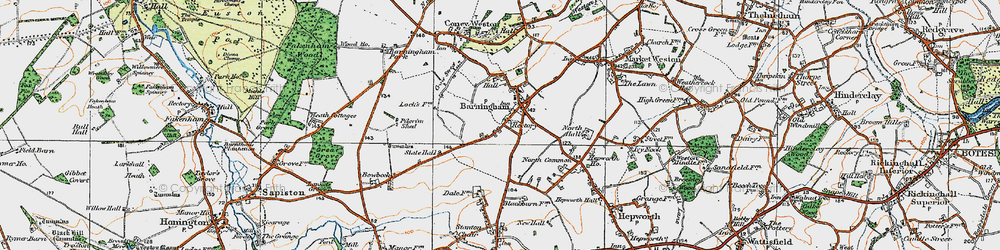 Old map of Barningham in 1920