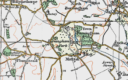 Old map of Barningham Hall in 1922