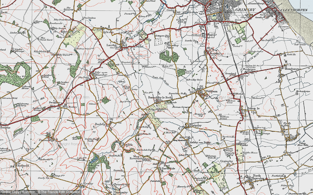 Old Map of Historic Map covering Bradley Gairs in 1923