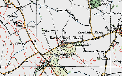 Old map of Barnoldby le Beck in 1923