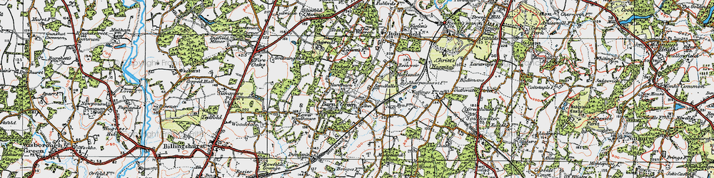 Old map of Barns Green in 1920