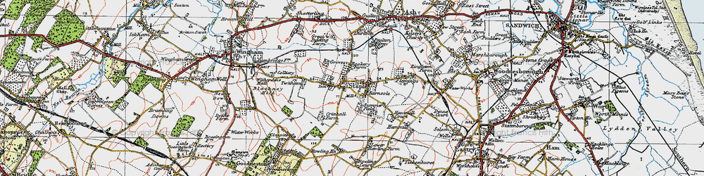 Old map of Barnsole in 1920